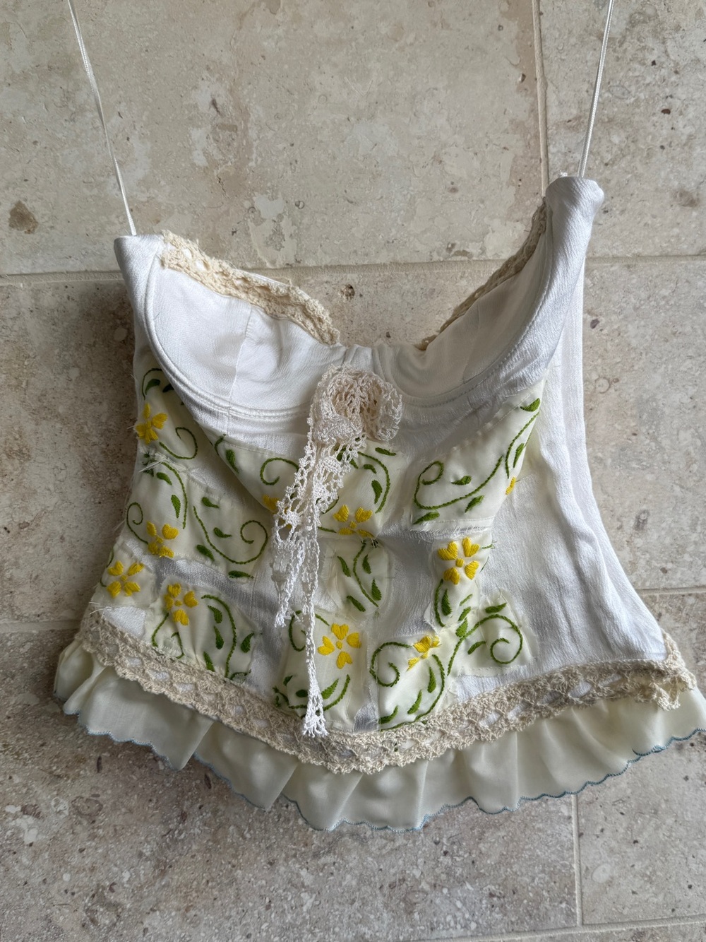 One of a Kind  Floral Lace-Trim Corset